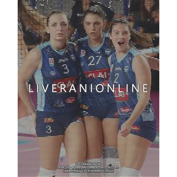 IMOLA 27 10 2024 CLAI IMOLA PALLAVOLO-CASALMAGGIORE 3-0 SERIE A2 NELLA FOTO BEATRICE BACCHILEGA SARA STIVAL E EMMA RIZZIERI IMOLA FOTO GIANNI SANNA-AG ALDO LIVERANI SAS