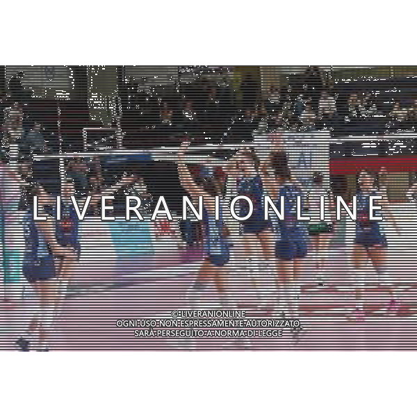 IMOLA 27 10 2024 CLAI IMOLA PALLAVOLO-CASALMAGGIORE 3-0 SERIE A2 NELLA FOTO VALENTINA POMILI IN CENTRO DESTRA EMMA RIZZIERI,SARA STIVAL, BEATRICE BACCHILEGA, KATERINA BULOVIC E VISENTIN ARIANNA CLAI IMOLA FOTO GIANNI SANNA-AG ALDO LIVERANI SAS