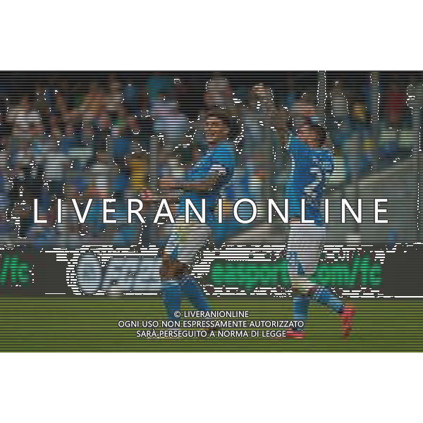 TVEM October 26, 2024 Napoli, Italy - SSC Napoli vs US Lecce - Italian soccer serie A 2024/25 - Diego Armando Maradona Stadium. In the pic: Giovanni Di Lorenzo of SSC Napoli celebrates after scoring a goal with Matteo Politano of SSC Napoli foto emmanuele mastrdonato-ag aldo liverani sas