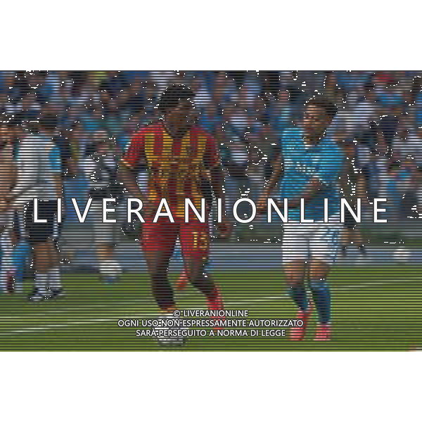 TVEM October 26, 2024 Napoli, Italy - SSC Napoli vs US Lecce - Italian soccer serie A 2024/25 - Diego Armando Maradona Stadium. In the pic: Patrick Dorgu of US Lecce and Cyril Ngonge of SSC Napoli foto emmanuele mastrdonato-ag aldo liverani sas