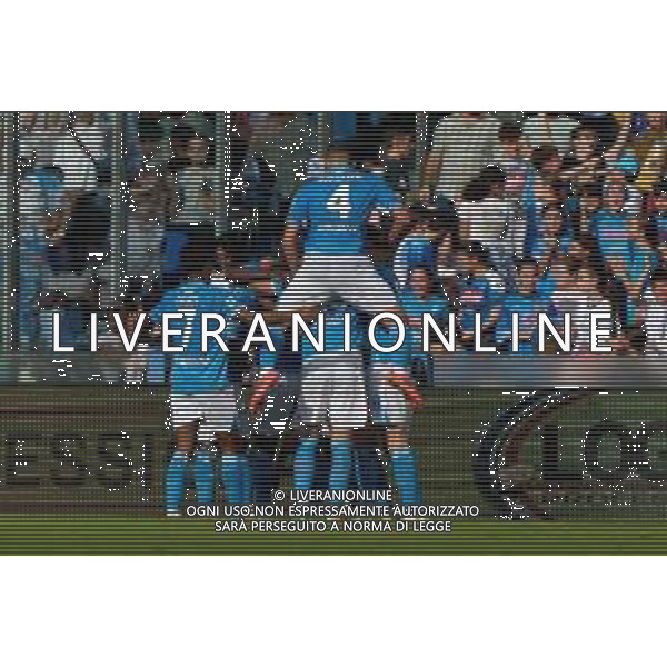 TVEM October 26, 2024 Napoli, Italy - SSC Napoli vs US Lecce - Italian soccer serie A 2024/25 - Diego Armando Maradona Stadium. In the pic: Giovanni Di Lorenzo of SSC Napoli celebrates after scoring a goal with teammates foto emmanuele mastrdonato-ag aldo liverani sas