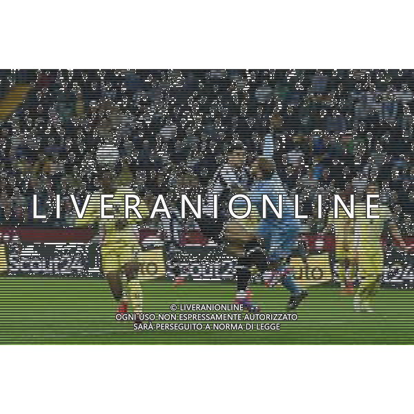 Michele Di Gregorio of Juventus FC makes a save on Florian Thauvin of Udinese FC during Udinese Calcio vs Juventus FC, 11° Serie A Enilive 2024-25 game at Bluenergy stadium in Udine (UD), Italy, on November 02, 2024. (Photo by Davide Casentini)- AGENZIA ALDO LIVERANI SAS