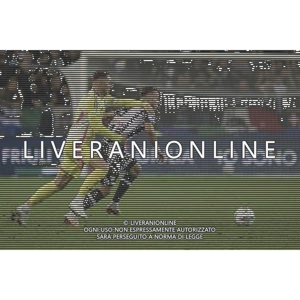 Teun Koopmeiners of Juventus FC battle for the ball with Sandi Lovrič of Udinese FC during Udinese Calcio vs Juventus FC, 11° Serie A Enilive 2024-25 game at Bluenergy stadium in Udine (UD), Italy, on November 02, 2024. (Photo by Davide Casentini)- AGENZIA ALDO LIVERANI SAS