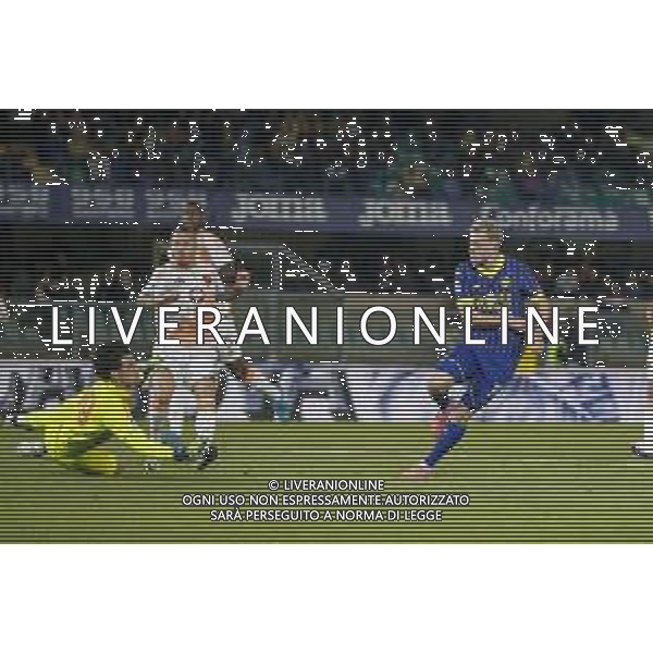 Casper Tengstedt of Hellas Verona FC scores a goal during Hellas Verona FC vs AS Roma, 11° Serie A Enilive 2024-25 game at Marcantonio Bentegodi stadium in Verona (VR), Italy, on November 03, 2024. (Photo by Davide Casentini)-AGENZIA ALDO LIVERANI SAS