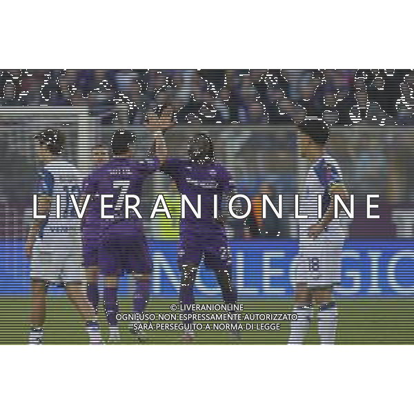 Moise Kean of ACF Fiorentina celebrates after scoring during ACF Fiorentina vs Hellas Verona FC, 12° Serie A Enilive 2024-25 game at Artemio Franchi stadium in Firenze (FI), Italy, on November 10, 2024. (Photo by Davide Casentini)- AGENZIA ALDO LIVERANI SAS