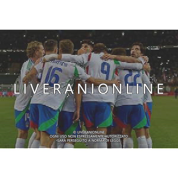 TVEM November 14, 2024 Brussels, Belgium - Belgium vs Italy - UEFA Nations League 2024/25, League A Group A2 match - King Baudouin Stadium. In the pic: Sandro Tonali of Italy celebrates after scoring a goal with teammates foto emmanuele-mastrodonato-ag aldo liiverani sas