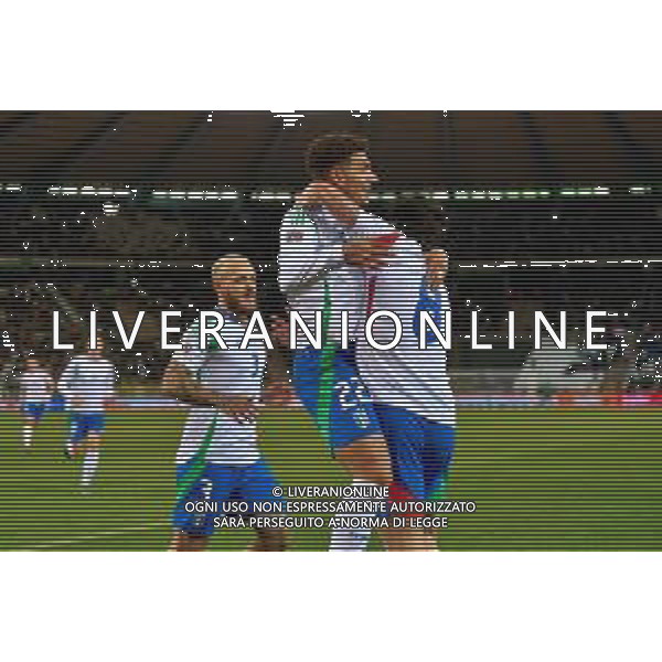 TVEM November 14, 2024 Brussels, Belgium - Belgium vs Italy - UEFA Nations League 2024/25, League A Group A2 match - King Baudouin Stadium. In the pic: Sandro Tonali of Italy celebrates after scoring a goal with Giovanni Di Lorenzo of Italy foto emmanuele-mastrodonato-ag aldo liiverani sas