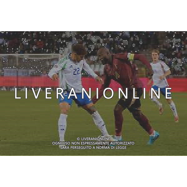 TVEM November 14, 2024 Brussels, Belgium - Belgium vs Italy - UEFA Nations League 2024/25, League A Group A2 match - King Baudouin Stadium. In the pic: Romelu Lukaku of Belgium in action against Giovanni Di Lorenzo of Italy foto emmanuele mastrodonato-ag aldo liverani sas