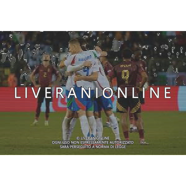 TVEM November 14, 2024 Brussels, Belgium - Belgium vs Italy - UEFA Nations League 2024/25, League A Group A2 match - King Baudouin Stadium. In the pic: players of Italy celebrates the victory foto emmanuele mastrodonato-ag aldo liverani sas