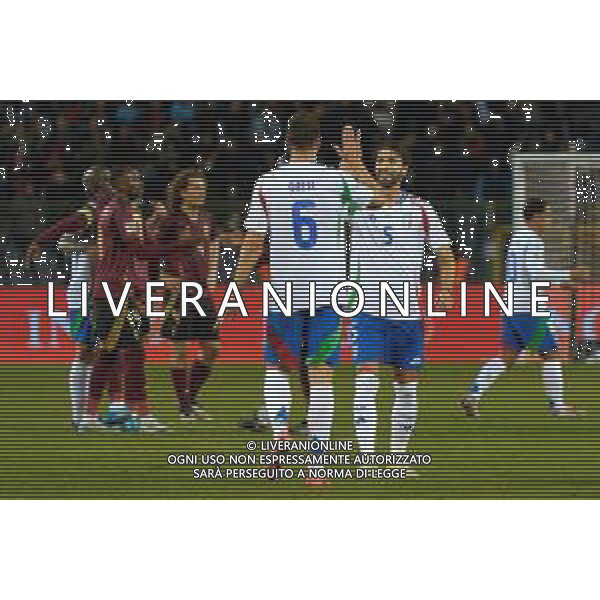TVEM November 14, 2024 Brussels, Belgium - Belgium vs Italy - UEFA Nations League 2024/25, League A Group A2 match - King Baudouin Stadium. In the pic: Manuel Locatelli of Italy and Federico Gatti of Italy celebrates the victory foto emmanuele mastrodonato-ag aldo liverani sas