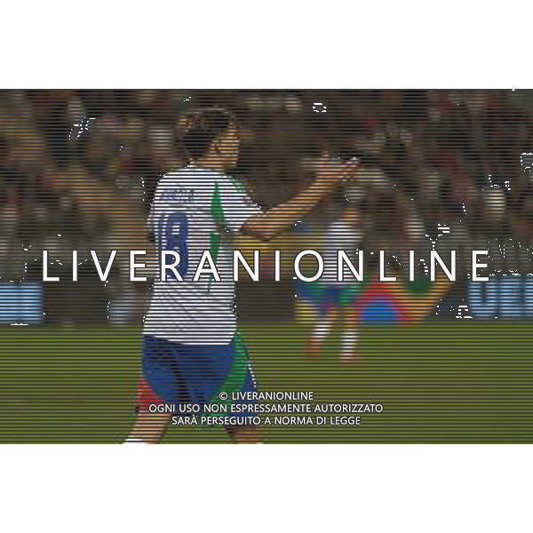 TVEM November 14, 2024 Brussels, Belgium - Belgium vs Italy - UEFA Nations League 2024/25, League A Group A2 match - King Baudouin Stadium. In the pic: Nicolò Barella of Italy foto emmanuele mastrodonato-ag aldo liverani sas