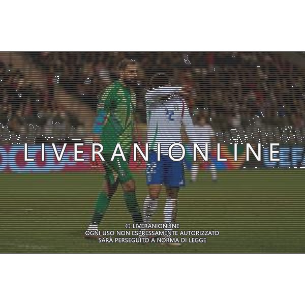 TVEM November 14, 2024 Brussels, Belgium - Belgium vs Italy - UEFA Nations League 2024/25, League A Group A2 match - King Baudouin Stadium. In the pic: Gianluigi Donnarumma of Italy and Giovanni Di Lorenzo of Italy foto emmanuele mastrodonato-ag aldo liverani sas