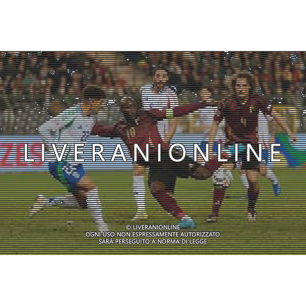 TVEM November 14, 2024 Brussels, Belgium - Belgium vs Italy - UEFA Nations League 2024/25, League A Group A2 match - King Baudouin Stadium. In the pic: Romelu Lukaku of Belgium in action against Giovanni Di Lorenzo of Italy foto emmanuele mastrodonato-ag aldo liverani sas