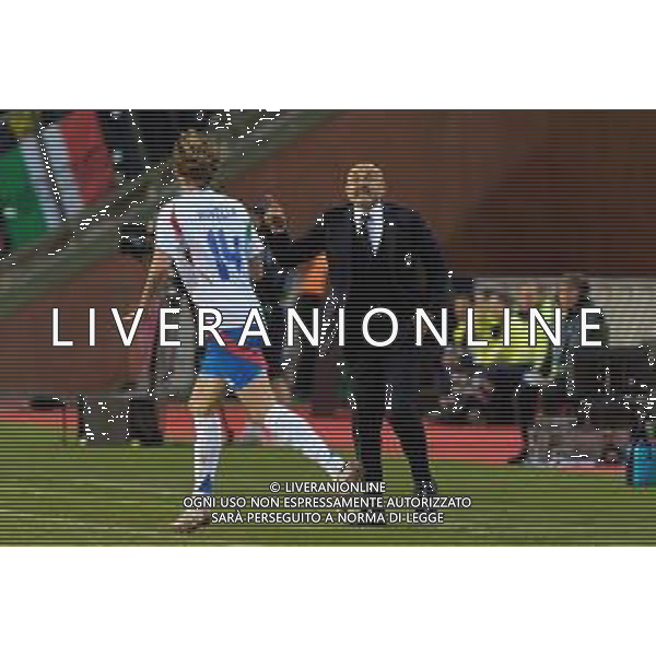 TVEM November 14, 2024 Brussels, Belgium - Belgium vs Italy - UEFA Nations League 2024/25, League A Group A2 match - King Baudouin Stadium. In the pic: Luciano Spalletti head coach of Italy and Nicolò Rovella of Italy FOTO EMMANUELE MASTRODONATO-AG ALDO LIVERANI SAS