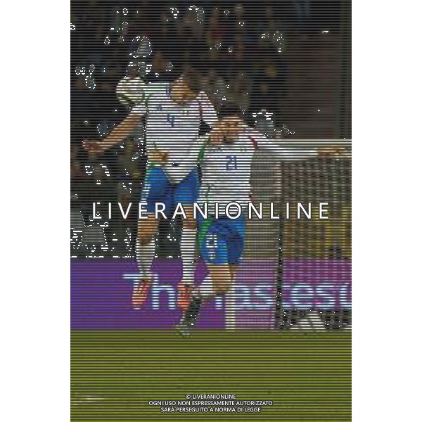 TVEM November 14, 2024 Brussels, Belgium - Belgium vs Italy - UEFA Nations League 2024/25, League A Group A2 match - King Baudouin Stadium. In the pic: Alessandro Buongiorno of Italy and Alessandro Bastoni of Italy FOTO EMMANUELE MASTRODONATO-AG ALDO LIVERANI SAS