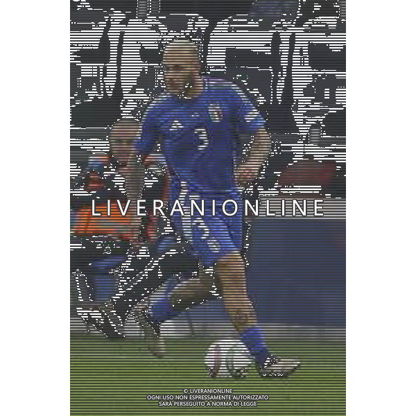 Federico Dimarco of Italy play the ball during Italy vs France, matchday 6 of League A of Uefa Nations League 2025, game at Giuseppe Meazza - San Siro stadium in Milano (MI), Italy, on November 17, 2024. (Photo by Davide Casentini)- AGENZIA ALDO LIVERANI SAS