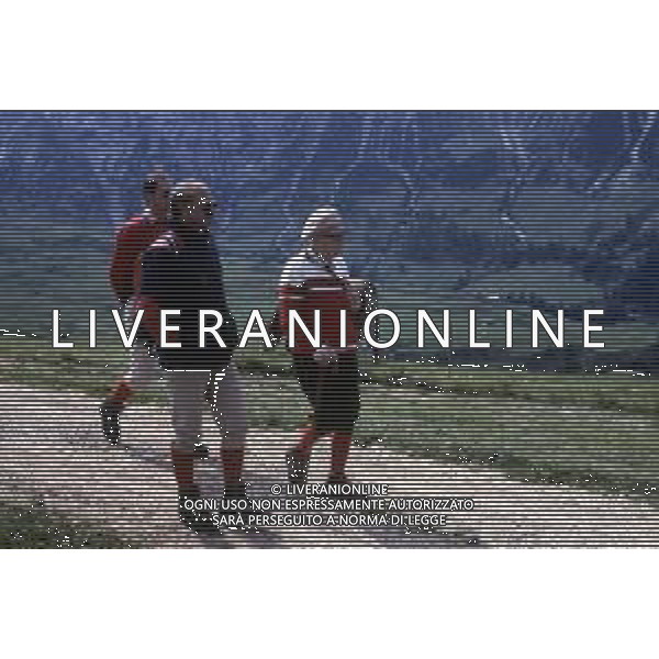 DIAP-RETROSPETTIVA SANDRO PERTINI POLITICO E PRESIDENTE DELLA REPUBBLICA ITALIANA NELLA FOTO SANDRO PERTINI PRESIDENTE DELLA REPUBBLICA ITALIA IN FERIE IN VAL GARDENA NELL\'ANNO 1982 AG ALDO LIVERANI SAS