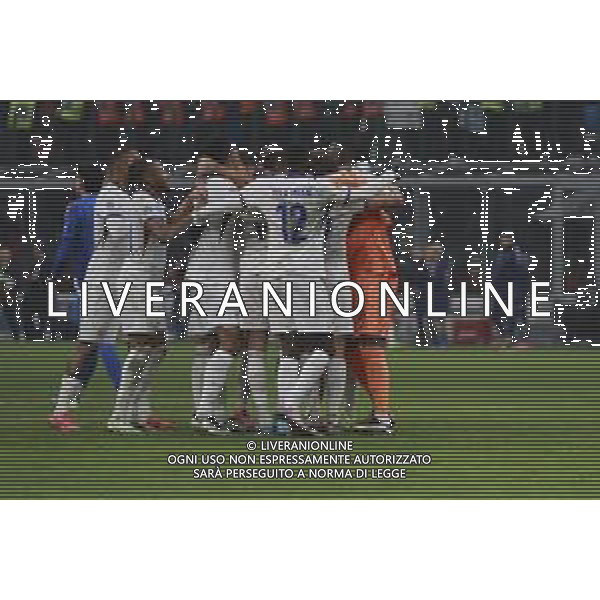 France players celebrate the victory at the end of Italy vs France, matchday 6 of League A of Uefa Nations League 2025, game at Giuseppe Meazza - San Siro stadium in Milano (MI), Italy, on November 17, 2024. (Photo by Davide Casentini)- AGENZIA ALDO LIVERANI SAS