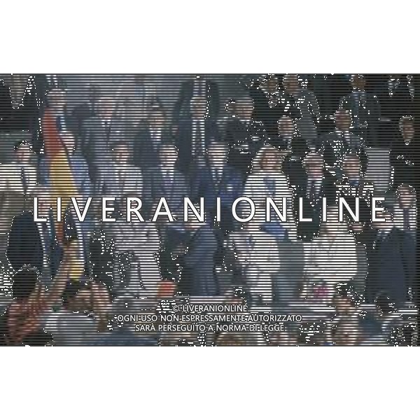 DIAP-RETROSPETTIVA SANDRO PERTINI POLITICO E PRESIDENTE DELLA REPUBBLICA ITALIANA NELLA FOTO SANDRO PERTINI CON PAOLA DI LIEGI ALLA FINALE DEGLI EUROPEI DI CALCIO A ROMA NELL\'ANNO 1980 AG ALDO LIVERANI SAS 