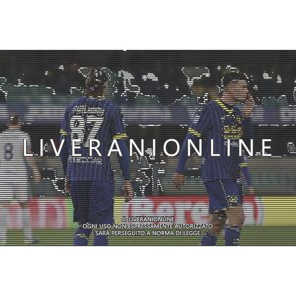 Daniele Ghilardi of Hellas Verona FC, and Flavius Daniliuc of Hellas Verona expresses disappointment during Hellas Verona FC vs Inter FC, 13° Serie A Enilive 2024-25 game at Marcantonio Bentegodi stadium in Verona (VR), Italy, on November 23, 2024. (Photo by Davide Casentini)- AGENZIA ALDO LIVERANI SAS