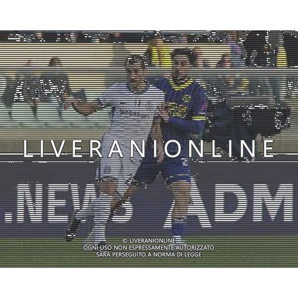 Henrikh Mkhitaryan of Inter FC competes for the ball with Suat Serdar of Hellas Verona FC during Hellas Verona FC vs Inter FC, 13° Serie A Enilive 2024-25 game at Marcantonio Bentegodi stadium in Verona (VR), Italy, on November 23, 2024. (Photo by Davide Casentini)- AGENZIA ALDO LIVERANI SAS