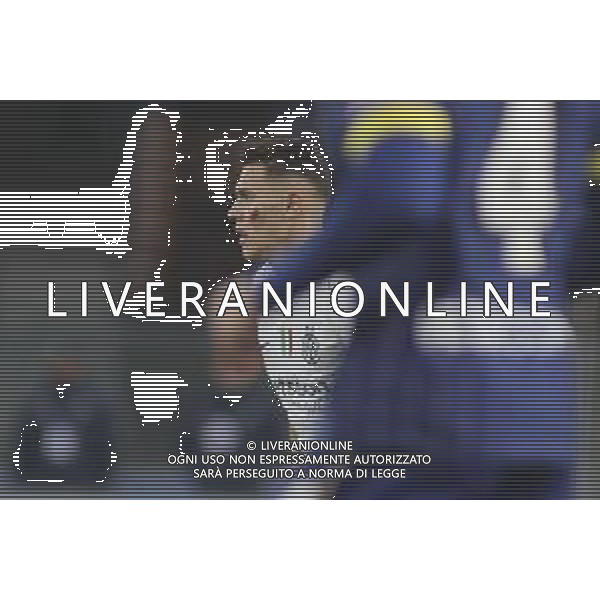 Kristjan Asllani of Inter FC during Hellas Verona FC vs Inter FC, 13° Serie A Enilive 2024-25 game at Marcantonio Bentegodi stadium in Verona (VR), Italy, on November 23, 2024. (Photo by Davide Casentini)- AGENZIA ALDO LIVERANI SAS