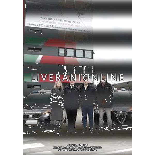 IMOLA 25 11 2024 AUTODROMO ENZO E DINO FERRARI Giornata internazionale per l\'eliminazione della violenza contro le donne NELLA FOTO DA SINISTRA ASSESSORE ELENA PENAZZI,CAPIATANO DOMENICO LAVIGNA,SINDACO MARCO PANIERI E DIRETTORE DELL\'AUTODROMO PIETRO BENVENUTI DIETRO LO STRISCONE APPESO NELLA TORRE DELL\'AUTODROMO CON LA SCRITTA CONTRO LA VIOLENZA SULLE DONNE ©SANNA - Agenzia ALDO LIVERANI SAS