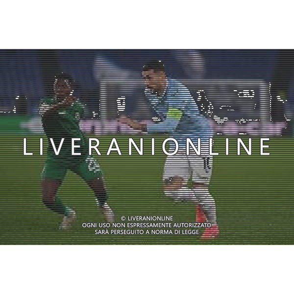 Aguibou Camara of P.F.C. Ludogorets and Mattia Zaccagni of S.S. Lazio in action during the UEFA Europa League 2024/25 League Phase MD5 match between S.S. Lazio and P.F.C. Ludogorets at Olympic Stadium on November 28, 2024 in Rome, Italy.- Agenzia ALDO LIVERANI SAS