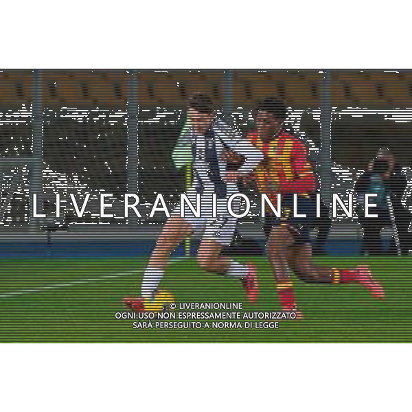 TVEM December 01, 2024 Lecce, Italy - US Lecce vs Juventus FC - Italian soccer serie A 2024/25 - Via Del Mare Stadium. In the pic: Andrea Cambiaso of Juventus in action against Patrick Dorgu of US Lecce ©Emmanuele Mastrodonato - AGENZIA ALDO LIVERANI SAS