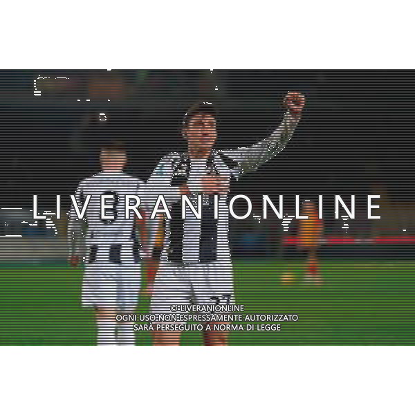 TVEM December 01, 2024 Lecce, Italy - US Lecce vs Juventus FC - Italian soccer serie A 2024/25 - Via Del Mare Stadium. In the pic: Andrea Cambiaso of Juventus celebrates after scoring a goal ©Emmanuele Mastrodonato - AGENZIA ALDO LIVERANI SAS