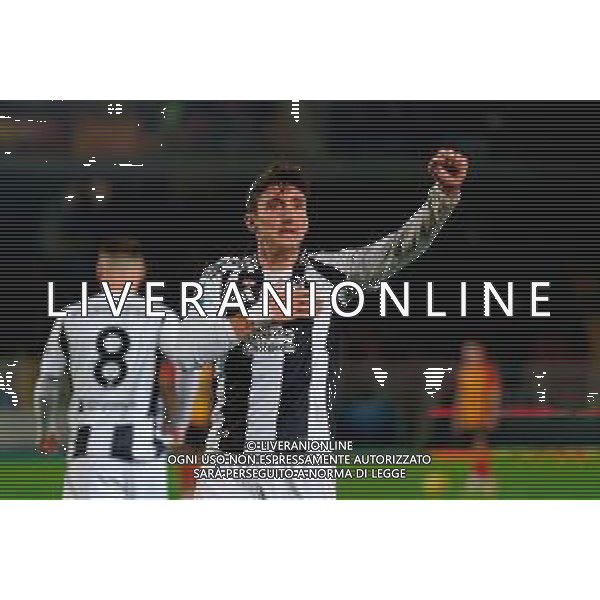 TVEM December 01, 2024 Lecce, Italy - US Lecce vs Juventus FC - Italian soccer serie A 2024/25 - Via Del Mare Stadium. In the pic: Andrea Cambiaso of Juventus celebrates after scoring a goal ©Emmanuele Mastrodonato - AGENZIA ALDO LIVERANI SAS