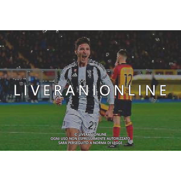 TVEM December 01, 2024 Lecce, Italy - US Lecce vs Juventus FC - Italian soccer serie A 2024/25 - Via Del Mare Stadium. In the pic: Andrea Cambiaso of Juventus celebrates after scoring a goal ©Emmanuele Mastrodonato - AGENZIA ALDO LIVERANI SAS