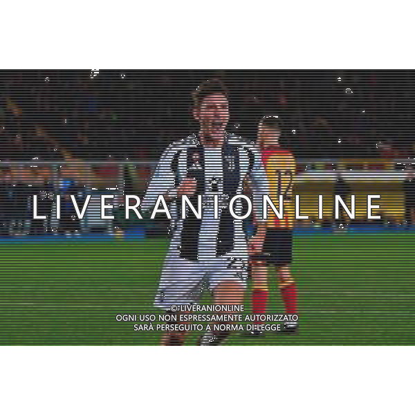 TVEM December 01, 2024 Lecce, Italy - US Lecce vs Juventus FC - Italian soccer serie A 2024/25 - Via Del Mare Stadium. In the pic: Andrea Cambiaso of Juventus celebrates after scoring a goal ©Emmanuele Mastrodonato - AGENZIA ALDO LIVERANI SAS