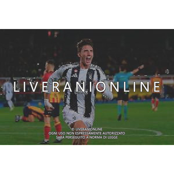 TVEM December 01, 2024 Lecce, Italy - US Lecce vs Juventus FC - Italian soccer serie A 2024/25 - Via Del Mare Stadium. In the pic: Andrea Cambiaso of Juventus celebrates after scoring a goal ©Emmanuele Mastrodonato - AGENZIA ALDO LIVERANI SAS