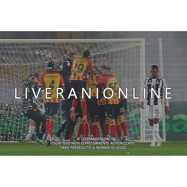 TVEM December 01, 2024 Lecce, Italy - US Lecce vs Juventus FC - Italian soccer serie A 2024/25 - Via Del Mare Stadium. In the pic: Ante Rebic of US Lecce celebrates after scoring a goal with teammates ©Emmanuele Mastrodonato - AGENZIA ALDO LIVERANI SAS
