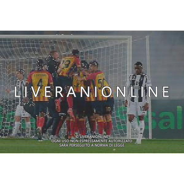 TVEM December 01, 2024 Lecce, Italy - US Lecce vs Juventus FC - Italian soccer serie A 2024/25 - Via Del Mare Stadium. In the pic: Ante Rebic of US Lecce celebrates after scoring a goal with teammates ©Emmanuele Mastrodonato - AGENZIA ALDO LIVERANI SAS