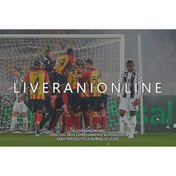 TVEM December 01, 2024 Lecce, Italy - US Lecce vs Juventus FC - Italian soccer serie A 2024/25 - Via Del Mare Stadium. In the pic: Ante Rebic of US Lecce celebrates after scoring a goal with teammates ©Emmanuele Mastrodonato - AGENZIA ALDO LIVERANI SAS
