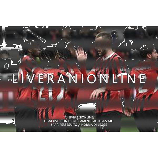 Milan vs Sassuolo nella foto esultanza Milan dopo il gol dell\'1 a 0 Milano 03-12-2024 Stadio Giuseppe Meazza - San Siro Coppa Italia Frecciarossa - ottavi di finale foto Roberto Garavaglia/Agenzia Aldo Liverani sas- AGENZIA ALDO LIVERANI SAS