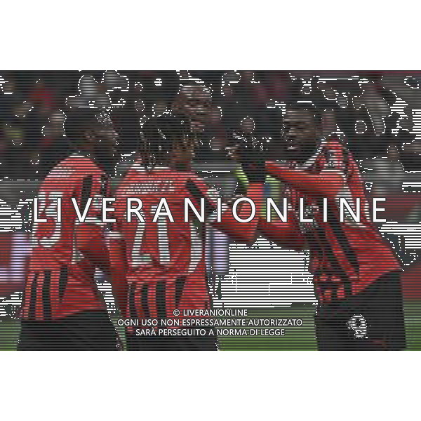 Milan vs Sassuolo nella foto esultanza Milan dopo il gol dell\'1 a 0 Milano 03-12-2024 Stadio Giuseppe Meazza - San Siro Coppa Italia Frecciarossa - ottavi di finale foto Roberto Garavaglia/Agenzia Aldo Liverani sas- AGENZIA ALDO LIVERANI SAS