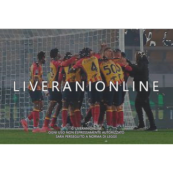 TVEM December 01, 2024 Lecce, Italy - US Lecce vs Juventus FC - Italian soccer serie A 2024/25 - Via Del Mare Stadium. In the pic: Ante Rebic of US Lecce celebrates after scoring a goal with teammates ©Emmanuele Matrodonato - AGENZIA ALDO LIVERANI SAS