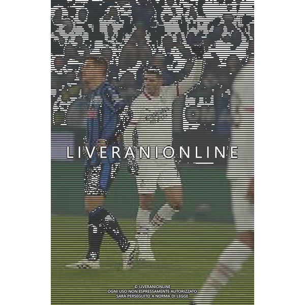 Alvaro Morata of AC Milan celebrates after scoring during Atalanta BC vs AC Milan, 15° Serie A Enilive 2024-25 game at Gewiss stadium in Bergamo (BG), Italy, on Dicember 06, 2024. (Photo by Davide Casentini)- AGENZIA ALDO LIVERANI SAS