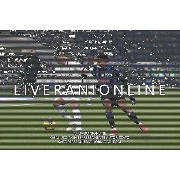 Alvaro Morata of AC Milan competes for the ball with Josè Dos Santos Ederson of Atalanta BC during Atalanta BC vs AC Milan, 15° Serie A Enilive 2024-25 game at Gewiss stadium in Bergamo (BG), Italy, on Dicember 06, 2024. (Photo by Davide Casentini)- AGENZIA ALDO LIVERANI SAS