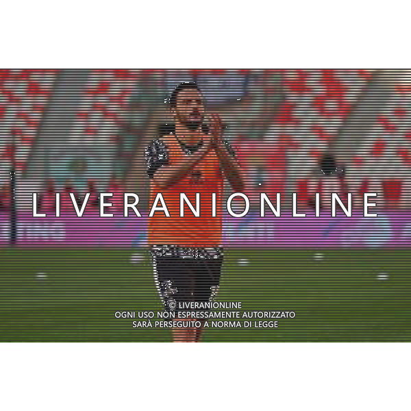 December 07, 2024 Bari, Italy - SSC Bari vs Cesena FC - Italian soccer serie B 2024/25 - San Nicola Stadium. In the pic: Giuseppe Prestia of Cesena FC applauds fans ©Emmanuele Mastrodonato - AGENZIA ALDO LIVERANI SAS