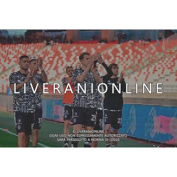 December 07, 2024 Bari, Italy - SSC Bari vs Cesena FC - Italian soccer serie B 2024/25 - San Nicola Stadium. In the pic: the Cesena FC players applauds fans ©Emmanuele Mastrodonato - AGENZIA ALDO LIVERANI SAS