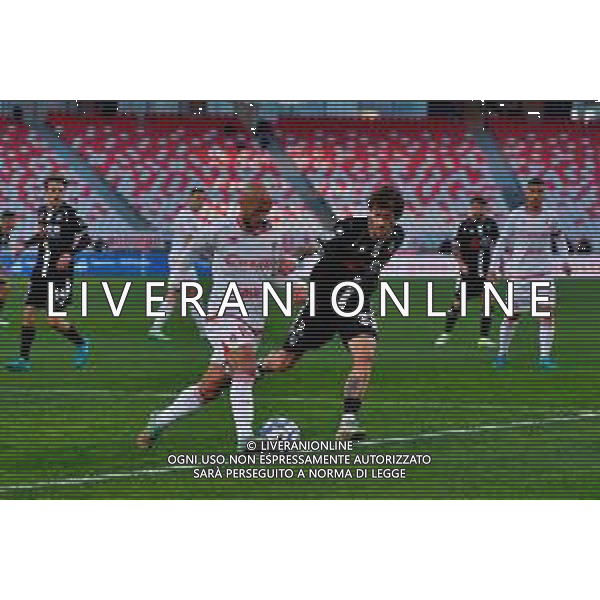 December 07, 2024 Bari, Italy - SSC Bari vs Cesena FC - Italian soccer serie B 2024/25 - San Nicola Stadium. In the pic: Ahmad Benali of SSC Bari in action against Mirko Antonucci of Cesena FC ©Emmanuele Mastrodonato - AGENZIA ALDO LIVERANI SAS