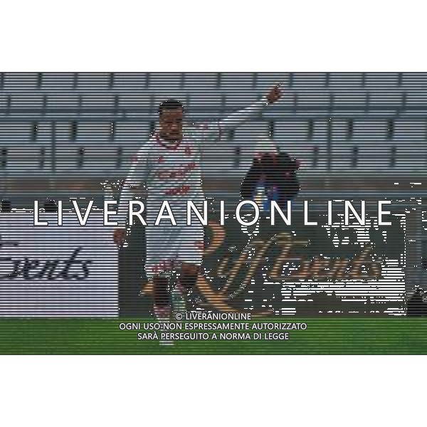 December 07, 2024 Bari, Italy - SSC Bari vs Cesena FC - Italian soccer serie B 2024/25 - San Nicola Stadium. In the pic: Mehdi Emile Dorval of SSC Bari celebrates after scoring a goal ©Emmanuele Mastrodonato - AGENZIA ALDO LIVERANI SAS