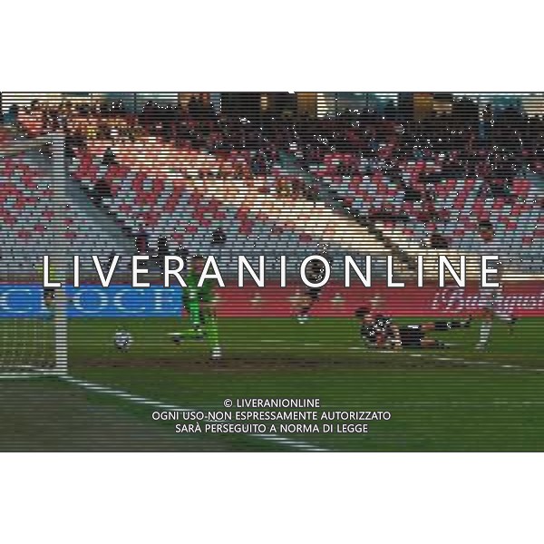 December 07, 2024 Bari, Italy - SSC Bari vs Cesena FC - Italian soccer serie B 2024/25 - San Nicola Stadium. In the pic: Cristian Shpendi of Cesena FC scores a goal of 1-1 that was after disallowed ©Emmanuele Mastrodonato - AGENZIA ALDO LIVERANI SAS