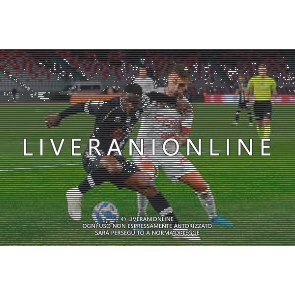 December 07, 2024 Bari, Italy - SSC Bari vs Cesena FC - Italian soccer serie B 2024/25 - San Nicola Stadium. In the pic: Augustus Kargbo of Cesena FC in action against Mattia Maita of SSC Bari- ©Emmanuele Mastrodonato - AGENZIA ALDO LIVERANI SAS