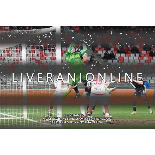 December 07, 2024 Bari, Italy - SSC Bari vs Cesena FC - Italian soccer serie B 2024/25 - San Nicola Stadium. In the pic: Boris Radunovic of SSC Bari in action against Giuseppe Prestia of Cesena FC- ©Emmanuele Mastrodonato - AGENZIA ALDO LIVERANI SAS