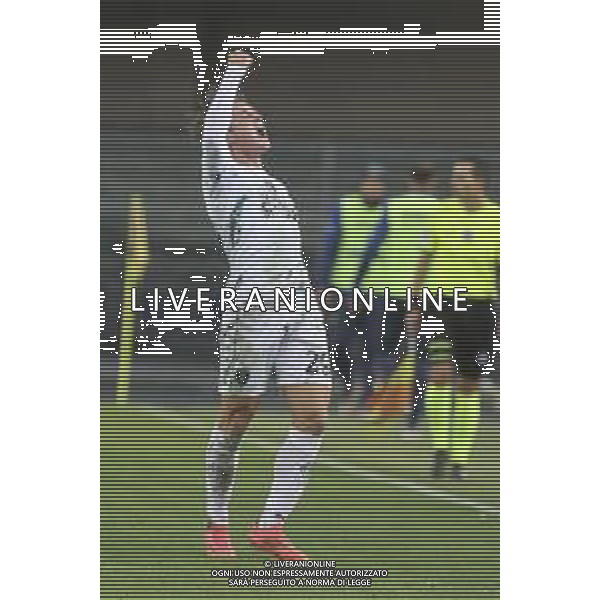 Lorenzo Colombo of Empoli FC celebrates after scoring during Hellas Verona FC vs Empoli FC, 15° Serie A Enilive 2024-25 game at Marcantonio Bentegodi stadium in Verona (VR), Italy, on Dicember 08, 2024. (Photo by Davide Casentini) - AGENZIA ALDO LIVERANI SAS